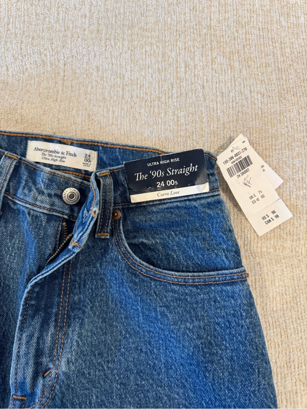 Abercrombie & Fitch Straight-Leg Jeans in Deep Blue Wash - Size: 24 Short - Picture 3 of 3